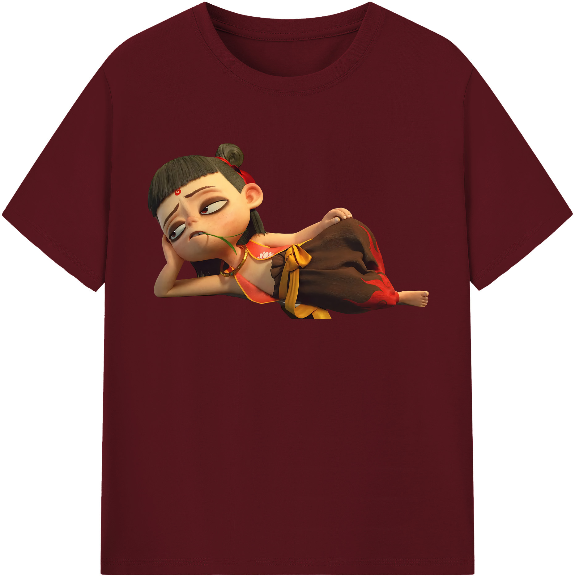 （画像用） Ne Zha 2 ナタ 魔童の大暴れ 綿100％半袖Tシャツ（フロントプリント）